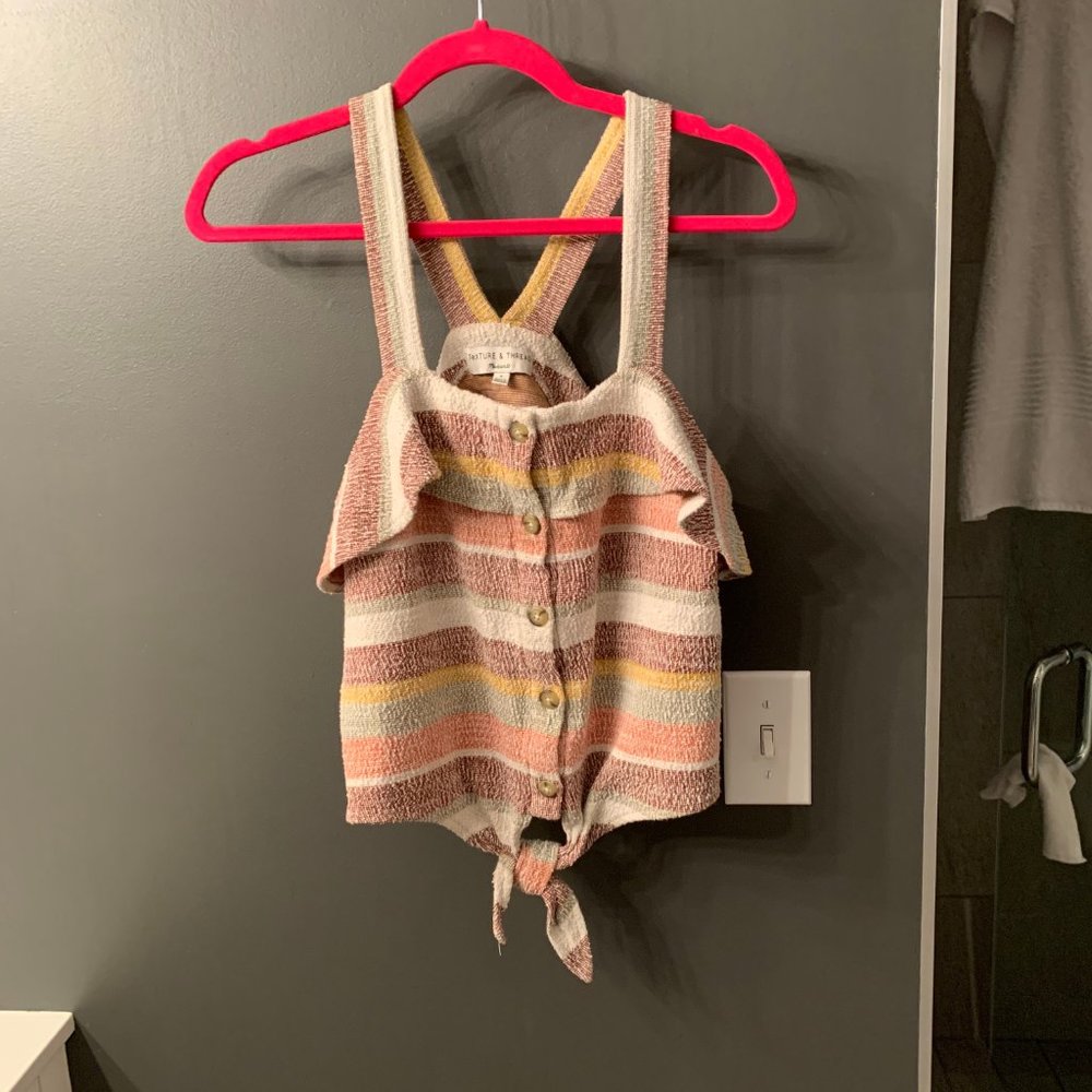 Striped Madewell Crop Ruffle Tank